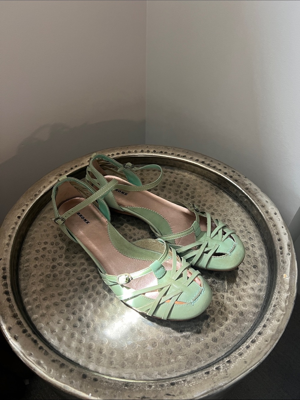 Bronx Mint Green Leather Women's Strappy Sandals